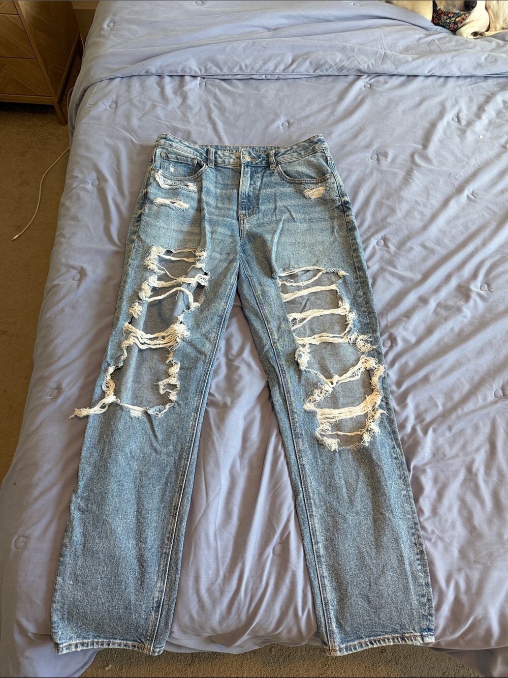 American Eagle Outfitters Light Blue Distressed Straight Leg Jeans